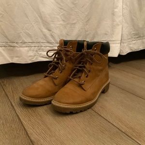 Brown combat boots